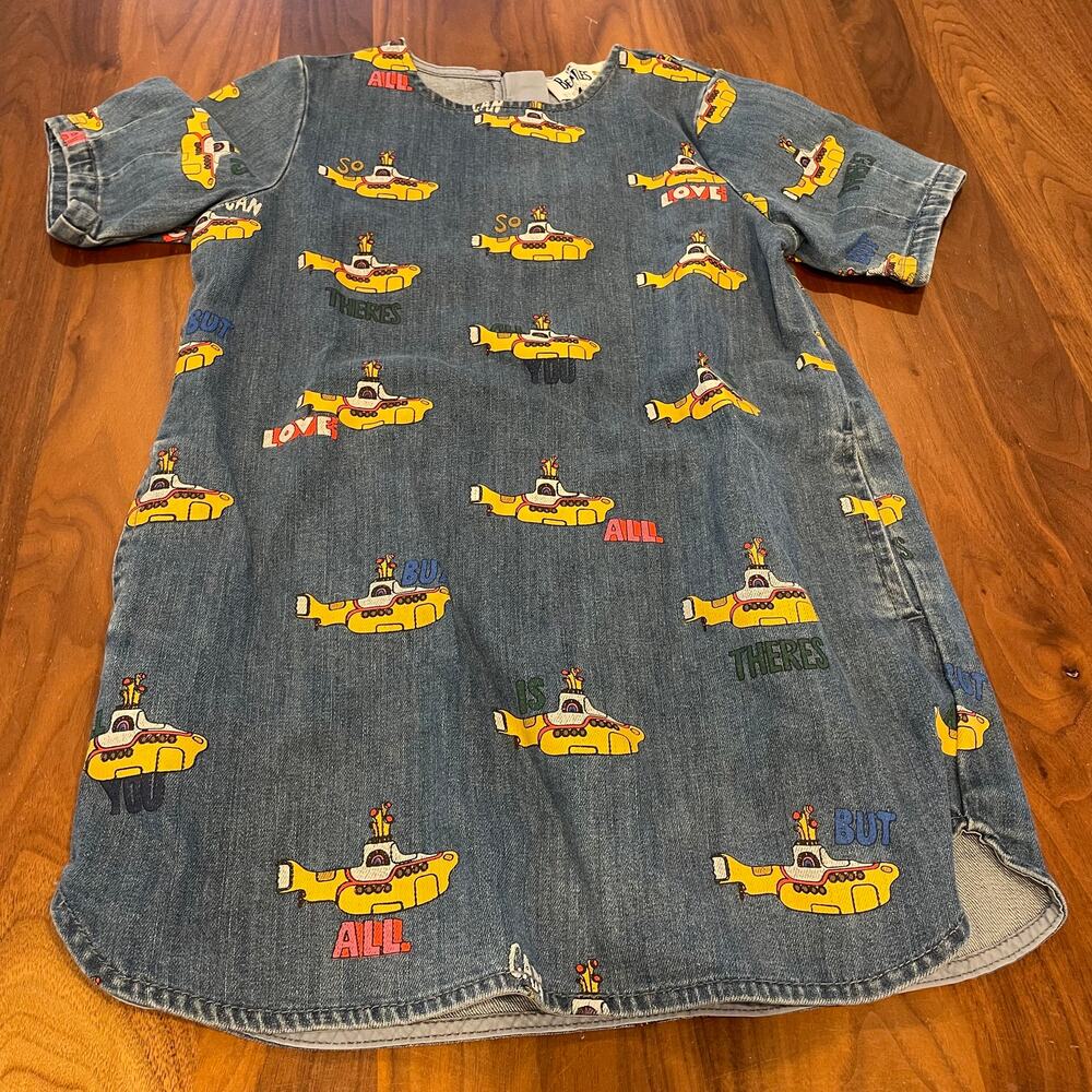 Stella McCartney Blue Denim Dress with Yellow Submarine Print